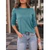 imageAUTOMET Womens Long Sleeve Shirts Pleated Crew Neck Casual Fall Fashion Tops Loose Fit Lightweight Girls Outfits ClothesBluegreen