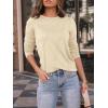 imageAUTOMET Womens Long Sleeve Shirts Pleated Crew Neck Casual Fall Fashion Tops Loose Fit Lightweight Girls Outfits ClothesCream