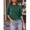 imageAUTOMET Womens Long Sleeve Shirts Pleated Crew Neck Casual Fall Fashion Tops Loose Fit Lightweight Girls Outfits ClothesDarkgreen