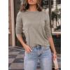 imageAUTOMET Womens Long Sleeve Shirts Pleated Crew Neck Casual Fall Fashion Tops Loose Fit Lightweight Girls Outfits ClothesKhaki