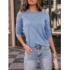 imageAUTOMET Womens Long Sleeve Shirts Pleated Crew Neck Casual Fall Fashion Tops Loose Fit Lightweight Girls Outfits ClothesLightblue