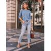 imageAUTOMET Womens Long Sleeve Shirts Pleated Crew Neck Casual Fall Fashion Tops Loose Fit Lightweight Girls Outfits ClothesLightblue