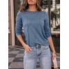 imageAUTOMET Womens Long Sleeve Shirts Pleated Crew Neck Casual Fall Fashion Tops Loose Fit Lightweight Girls Outfits ClothesNavy