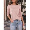 imageAUTOMET Womens Long Sleeve Shirts Pleated Crew Neck Casual Fall Fashion Tops Loose Fit Lightweight Girls Outfits ClothesPink