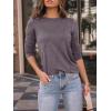 imageAUTOMET Womens Long Sleeve Shirts Pleated Crew Neck Casual Fall Fashion Tops Loose Fit Lightweight Girls Outfits ClothesTaupe