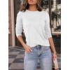 imageAUTOMET Womens Long Sleeve Shirts Pleated Crew Neck Casual Fall Fashion Tops Loose Fit Lightweight Girls Outfits ClothesWhite