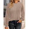 imageAUTOMET Womens Long Sleeve Shirts Pleated Lace Tops Fall Fashion Outfits Business Casual BlousesKhaki