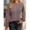 imageAUTOMET Womens Long Sleeve Shirts Pleated Lace Tops Fall Fashion Outfits Business Casual BlousesNutmeg