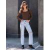 imageAUTOMET Womens Long Sleeve Shirts Square Neck Tops Ribbed Knit Basic Teen Girls Crop Tops Fall Outfits Fashion Clothes 2025Brown