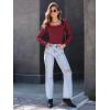 imageAUTOMET Womens Long Sleeve Shirts Square Neck Tops Ribbed Knit Basic Teen Girls Crop Tops Fall Outfits Fashion Clothes 2025Wine