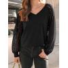 imageAUTOMET Womens Long Sleeve Shirts VNeck Lace Tops Business Casual Blouses Tee Trendy 2025 Fall Fashion Outfits ClothesBlack