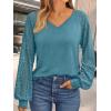 imageAUTOMET Womens Long Sleeve Shirts VNeck Lace Tops Business Casual Blouses Tee Trendy 2025 Fall Fashion Outfits ClothesBluegreen