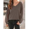 imageAUTOMET Womens Long Sleeve Shirts VNeck Lace Tops Business Casual Blouses Tee Trendy 2025 Fall Fashion Outfits ClothesCoffeegrey