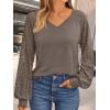 imageAUTOMET Womens Long Sleeve Shirts VNeck Lace Tops Business Casual Blouses Tee Trendy 2025 Fall Fashion Outfits ClothesCoffeegrey
