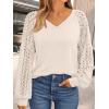 imageAUTOMET Womens Long Sleeve Shirts VNeck Lace Tops Business Casual Blouses Tee Trendy 2025 Fall Fashion Outfits ClothesCream