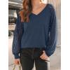 imageAUTOMET Womens Long Sleeve Shirts VNeck Lace Tops Business Casual Blouses Tee Trendy 2025 Fall Fashion Outfits ClothesDarkblue