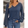 imageAUTOMET Womens Long Sleeve Shirts VNeck Lace Tops Business Casual Blouses Tee Trendy 2025 Fall Fashion Outfits ClothesDarkblue