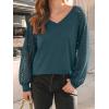 imageAUTOMET Womens Long Sleeve Shirts VNeck Lace Tops Business Casual Blouses Tee Trendy 2025 Fall Fashion Outfits ClothesDarkgreen