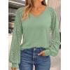 imageAUTOMET Womens Long Sleeve Shirts VNeck Lace Tops Business Casual Blouses Tee Trendy 2025 Fall Fashion Outfits ClothesGreen