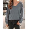 imageAUTOMET Womens Long Sleeve Shirts VNeck Lace Tops Business Casual Blouses Tee Trendy 2025 Fall Fashion Outfits ClothesGrey