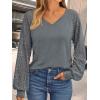 imageAUTOMET Womens Long Sleeve Shirts VNeck Lace Tops Business Casual Blouses Tee Trendy 2025 Fall Fashion Outfits ClothesGrey