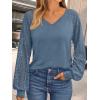 imageAUTOMET Womens Long Sleeve Shirts VNeck Lace Tops Business Casual Blouses Tee Trendy 2025 Fall Fashion Outfits ClothesGreyblue