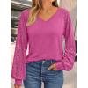 imageAUTOMET Womens Long Sleeve Shirts VNeck Lace Tops Business Casual Blouses Tee Trendy 2025 Fall Fashion Outfits ClothesHotpink
