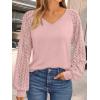 imageAUTOMET Womens Long Sleeve Shirts VNeck Lace Tops Business Casual Blouses Tee Trendy 2025 Fall Fashion Outfits ClothesPink