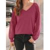imageAUTOMET Womens Long Sleeve Shirts VNeck Lace Tops Business Casual Blouses Tee Trendy 2025 Fall Fashion Outfits ClothesRed