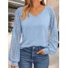 imageAUTOMET Womens Long Sleeve Shirts VNeck Lace Tops Business Casual Blouses Tee Trendy 2025 Fall Fashion Outfits ClothesSkyblue