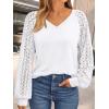 imageAUTOMET Womens Long Sleeve Shirts VNeck Lace Tops Business Casual Blouses Tee Trendy 2025 Fall Fashion Outfits ClothesWhite