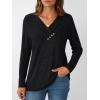 imageAUTOMET Womens Long Sleeve Tunic Top V Neck Button Shirts 2025 Dressy Casual Business BlousesBlack