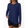 imageAUTOMET Womens Long Sleeve Workout Tops 2025 Fall Sports Sun Shirts Swim Hiking Gym Tshirts UPF 50 Rash Guard UV ClothesNavy