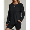 imageAUTOMET Womens Oversized Long Sleeve Shirts Fall Trendy Tops Fashion Gym Baggy Basic Casual Loose Fit Workout Y2k ClothesBlack