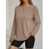 imageAUTOMET Womens Oversized Long Sleeve Shirts Fall Trendy Tops Fashion Gym Baggy Basic Casual Loose Fit Workout Y2k ClothesKhaki