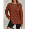 imageAUTOMET Womens Oversized Long Sleeve Shirts Fall Trendy Tops Fashion Gym Baggy Basic Casual Loose Fit Workout Y2k ClothesMaple