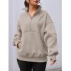 imageAUTOMET Womens Quarter Zip Oversized Sweatshirts Teen Fleece Pullover Hoodies 2025 Mock Neck Sweater Fall Workout JacketBeige