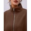 imageAUTOMET Womens Quarter Zip Oversized Sweatshirts Teen Fleece Pullover Hoodies 2025 Mock Neck Sweater Fall Workout JacketBrown