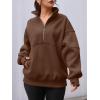 imageAUTOMET Womens Quarter Zip Oversized Sweatshirts Teen Fleece Pullover Hoodies 2025 Mock Neck Sweater Fall Workout JacketBrown