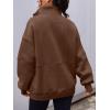 imageAUTOMET Womens Quarter Zip Oversized Sweatshirts Teen Fleece Pullover Hoodies 2025 Mock Neck Sweater Fall Workout JacketBrown