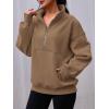 imageAUTOMET Womens Quarter Zip Oversized Sweatshirts Teen Fleece Pullover Hoodies 2025 Mock Neck Sweater Fall Workout JacketCoffee
