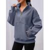 imageAUTOMET Womens Quarter Zip Oversized Sweatshirts Teen Fleece Pullover Hoodies 2025 Mock Neck Sweater Fall Workout JacketGreyblue