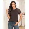 imageAUTOMET Womens Summer Tops Spring Shirts Trendy Vacation Outfits Short Sleeve Business Tshirts Fashion Casual BlousesBrown