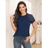 imageAUTOMET Womens Summer Tops Spring Shirts Trendy Vacation Outfits Short Sleeve Business Tshirts Fashion Casual BlousesNavy