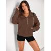 imageAUTOMET Womens Sweatshirts Half Zip Cropped Pullover Fleece Quarter Zipper Hoodies 2025 Fall Fashion Outfits ClothesBrown