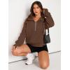 imageAUTOMET Womens Sweatshirts Half Zip Cropped Pullover Fleece Quarter Zipper Hoodies 2025 Fall Fashion Outfits ClothesBrown