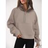 imageAUTOMET Womens Sweatshirts Half Zip Cropped Pullover Fleece Quarter Zipper Hoodies 2025 Fall Fashion Outfits ClothesCoffeegrey
