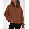 imageAUTOMET Womens Sweatshirts Half Zip Cropped Pullover Fleece Quarter Zipper Hoodies 2025 Fall Fashion Outfits ClothesMaple