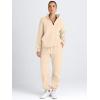 imageAUTOMET Womens Sweatsuits 2 Piece Outfits Lounge Sets Long Sleeve Half Zip Pullover and Baggy Sweatpants with PocketsApricot