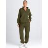 imageAUTOMET Womens Sweatsuits 2 Piece Outfits Lounge Sets Long Sleeve Half Zip Pullover and Baggy Sweatpants with PocketsArmygreen